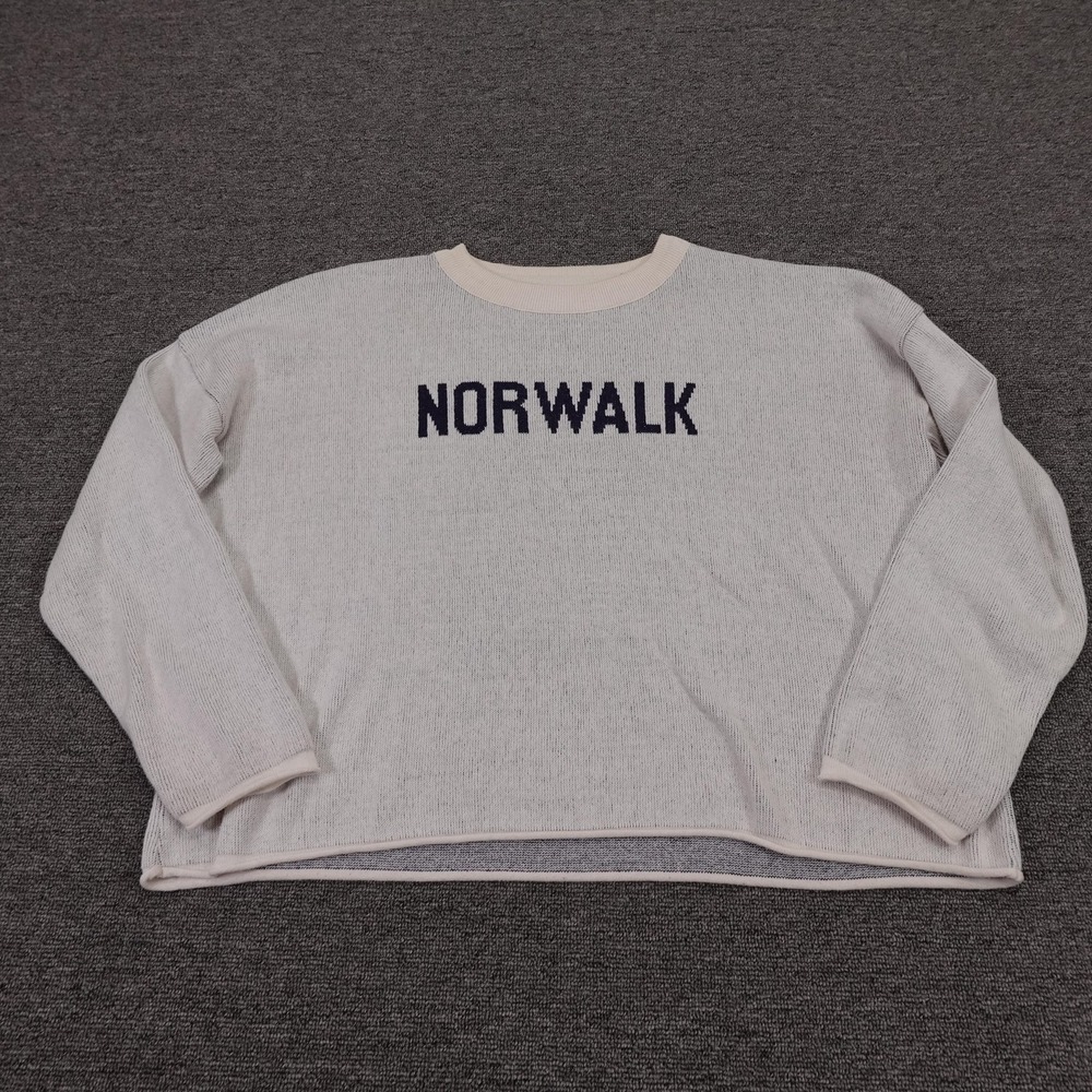 Vintage Town Pride Sweater‎ Womens Small White Norwalk Graphic Knit Pullover USA